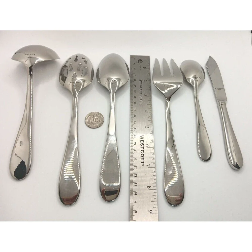 LENOX SHEER BLISS Server Hostess 6 piece Set 10/18 Stainless Flatware new